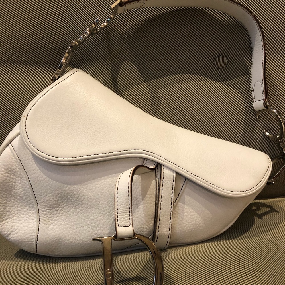 Dior White Saddle Bag